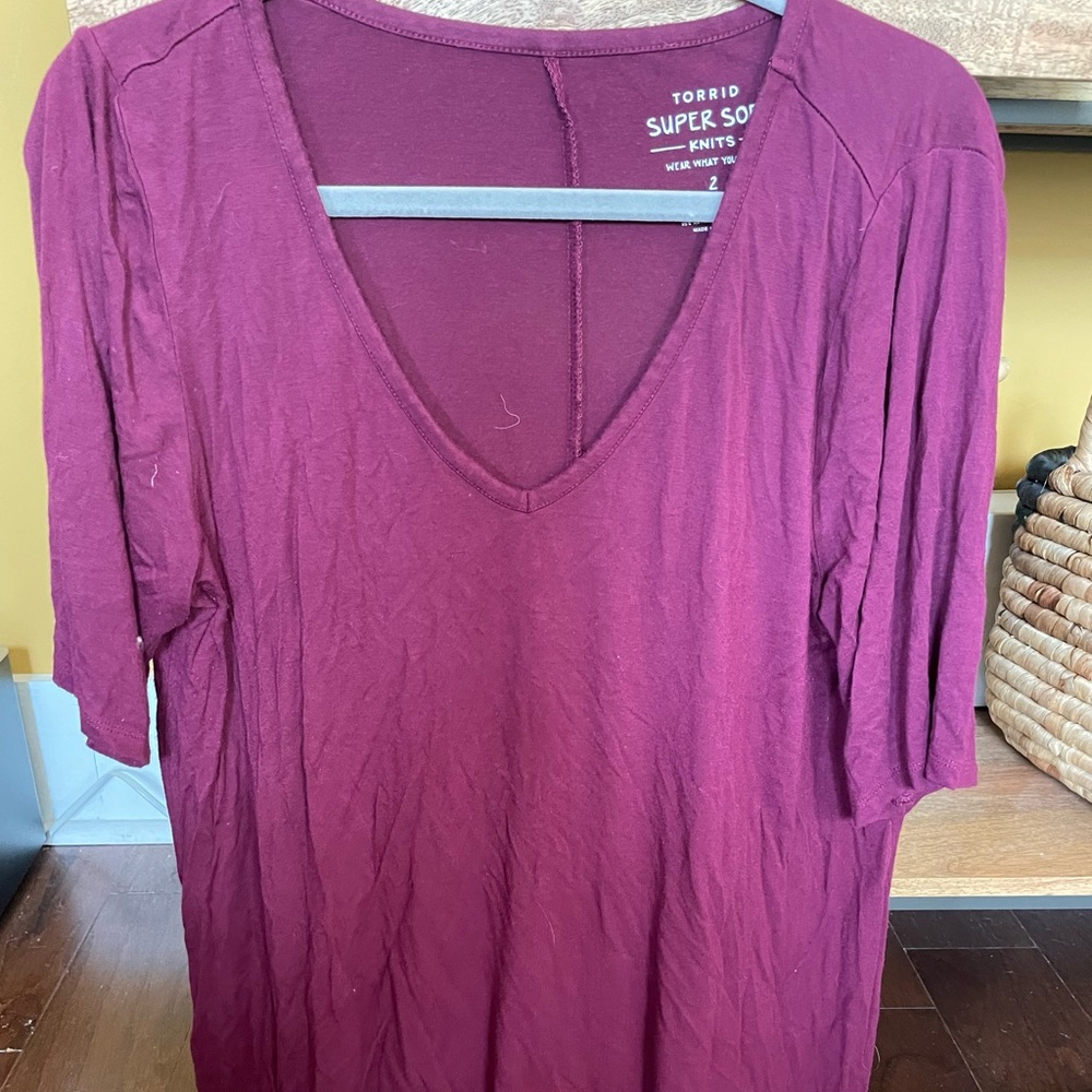 Torrid Maroon Super Soft V-Neck Tunic